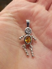 Sterling Silver November Birthstone Baby Boy With Dangle Legs Charm Pendant EUC