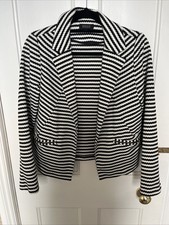 Edge To Edge Black & White Strip Monochrome Jacket Size 12