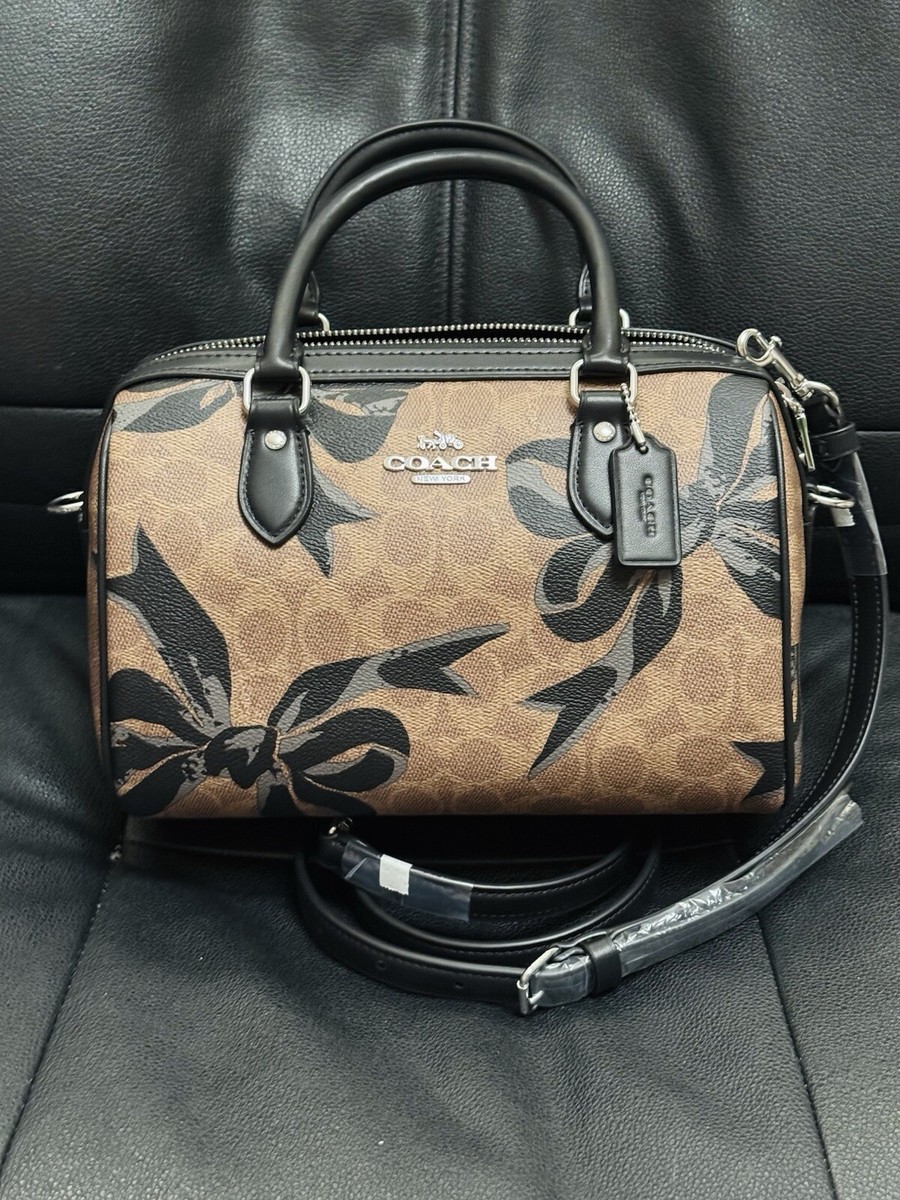 NWT Coach Rowan Satchel Bag In Signature Canvas With Bow