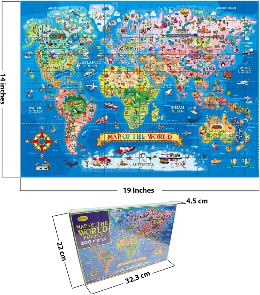 Educational & Learning World Map Jigsaw Puzzle, Geography Puzzle with Continents - Image 2 of 4
