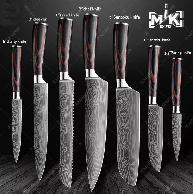 New Awesome Quality Chef Knives Set of 7 kitchen Knives for Qualified Chefs