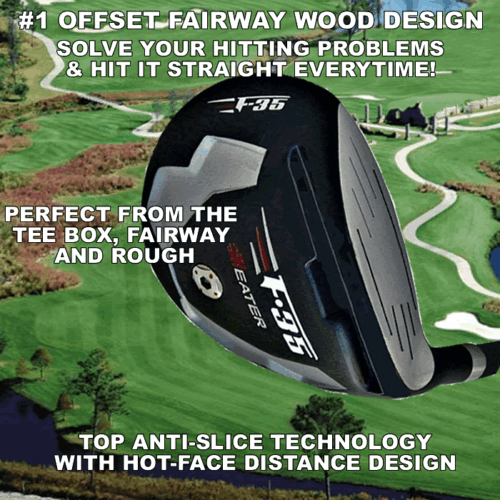 #1 DISTANCE ANTI-SLICE HEATER F-35 BLACK OFFSET FAIRWAY WOOD PGA GRAPHITE #3 5 7 - Picture 1 of 3