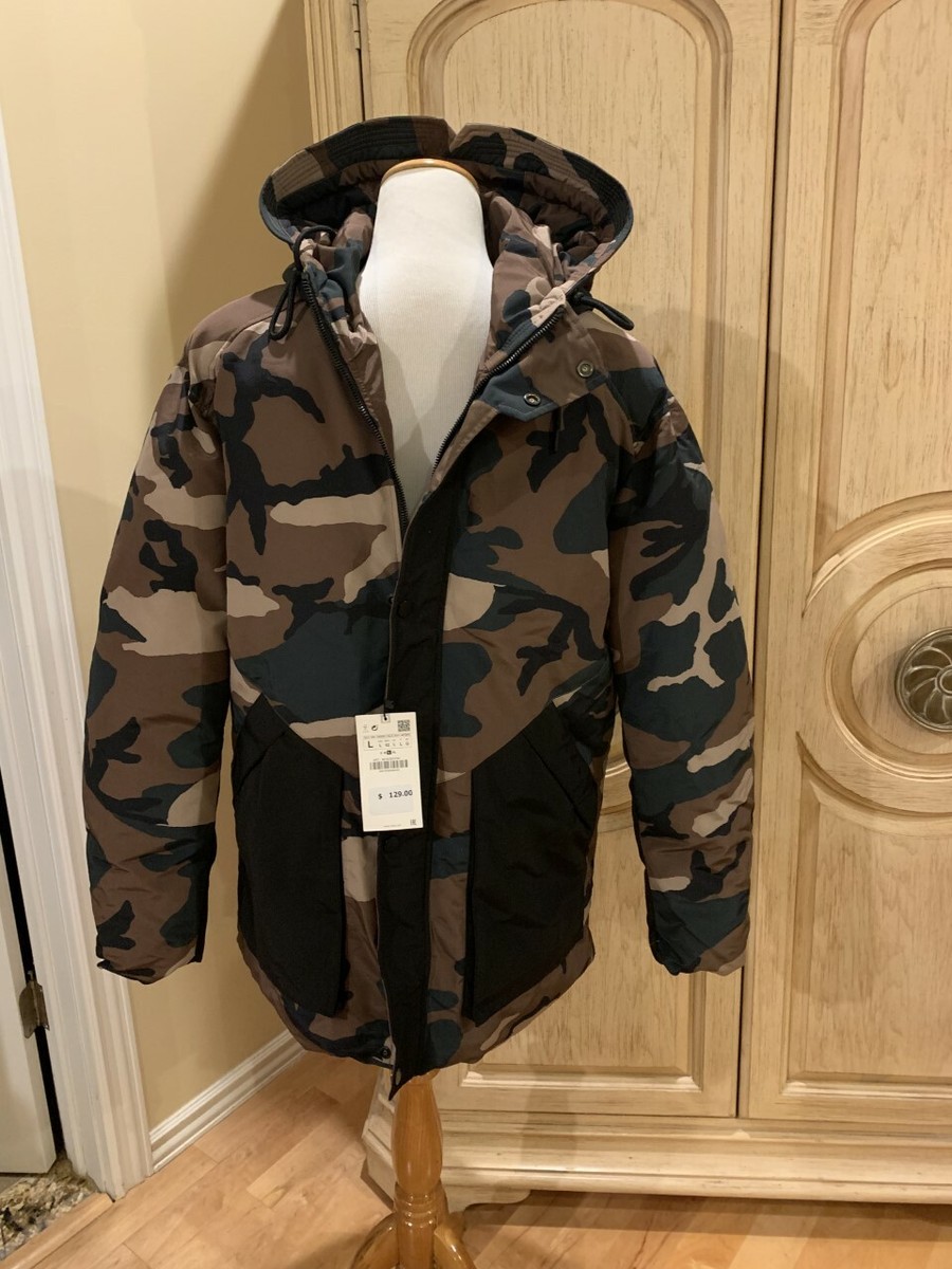 Zara CAMOUFLAGE PUFFER JACKET WITH HOOD Size M NWT $129 3918 Zara CAMOUFLAGE PUFFER JACKET WITH HOOD Size M NWT $129 3918