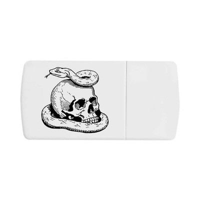 Pillendose ''Schlange mit menschlichem Schädel'' mit Tablettenteiler (PI00038431)