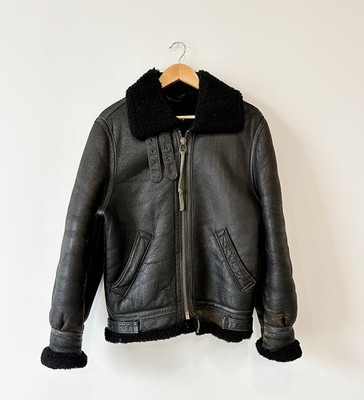 Schott USAAF B3 Sheepskin Black Shearling Leather Flight Jacket- 42'' Chest