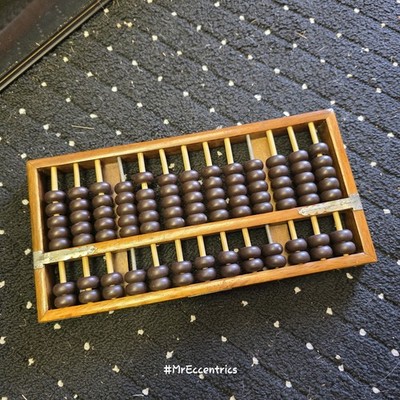 Vintage Wood Chinese Abacus Counting 91 Beads - 13 Rods 12.5''x7''