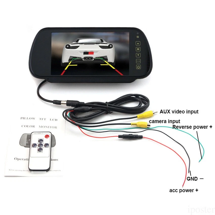 Touchscreen 7" Car Rear View Mirror Monitor+Reverse Rear View Backup Camera KIT - Image 2 of 4