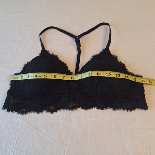 Aerie Black Lace Racerback Bra Pullover Bralette Padded Wireless Lined Size L - Picture 10 of 12