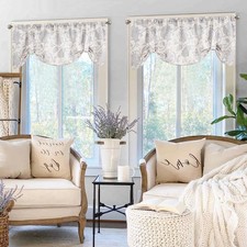 Jinchan Tie Up Valance for Kitchen Living Room Linen Textured Adjustable 1 panel