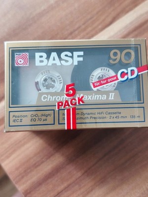 5x BASF CHROME MAXIMA II 90 Leerkassetten CrO  TYPE II Cassette 1991-93 neu