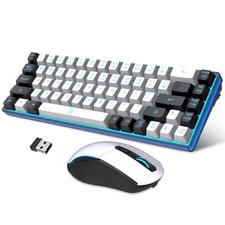 60 Wireless Gaming Keyboard and Mouse Combo,Ice Blue Backlit Rechargeable 20...