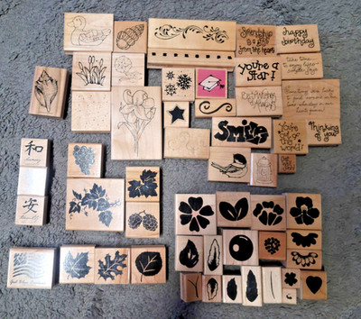 * Lot of Stampin Up & CTMH Wood Mounted Rubber Stamps Includes God Bless America