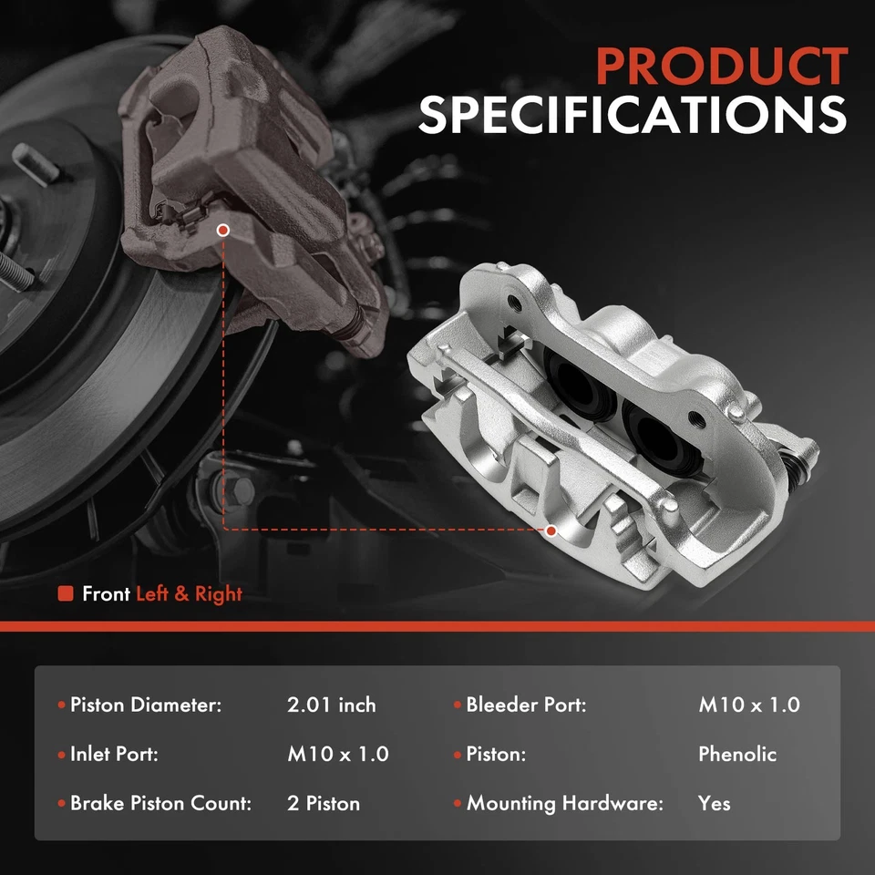 2 передних левых и правых тормозных суппорта с кронштейном для Jeep Wrangler JL 2018-2023 - Изображение 2 из 4