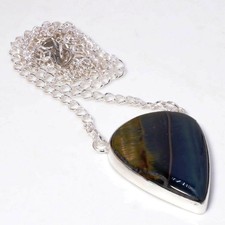 Iron Tiger's Eye Gemstone Handmade Fashion Jewelry Chain Pendant 1.60" SR 272