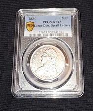 1834 Capped Bust Half Dollar Large Date Small Letters PCGS XF45 50C