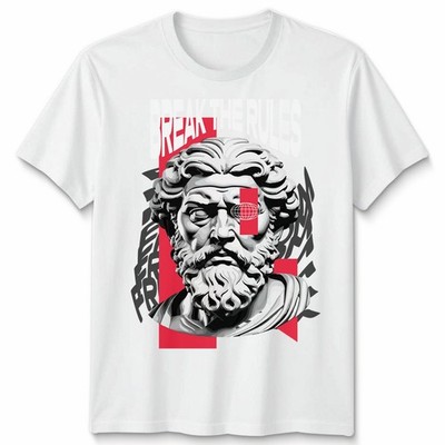 Unisex Break The Rules Rebel Statue Grafik Tshirt Attitude Apparel