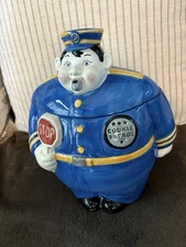 Rare 1994 Clay Art Policeman Cookie Patrol Cookie Jar 12” Police Man Canister
