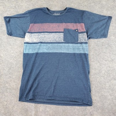 Billabong Shirt Mens Medium Blue Crew Neck Short Sleeve Pocket Logo Stretch