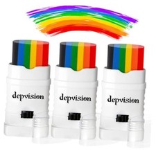 Depvision Rainbow Face Paint 3 pack FOR LGBTQ Large Size Pride Face Paint