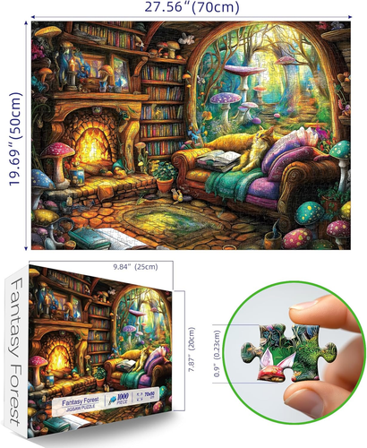 1000 Piece Jigsaw Puzzle for Adults, Enchanting Fantasy Forest Mushroom ...