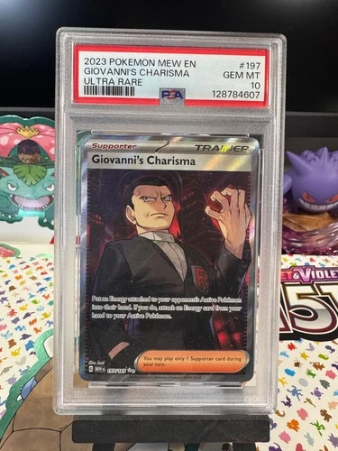 Pokémon TCG Giovanni's Charisma Mew 151 Ultra Rare Trainer Card 197/165 PSA 10