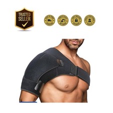 Breathable Black Shoulder Brace for Sports - Adjustable for Personalized Support