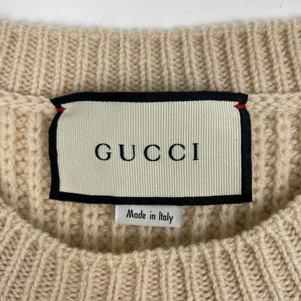 GUCCI Interlocking G sweater Cable knit double G sweater wool Beige Men JAPAN - Image 3 of 4