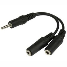 5 Pack of 4 inch 3.5mm Stereo Plug to 2x3.5mm Stereo Jack
