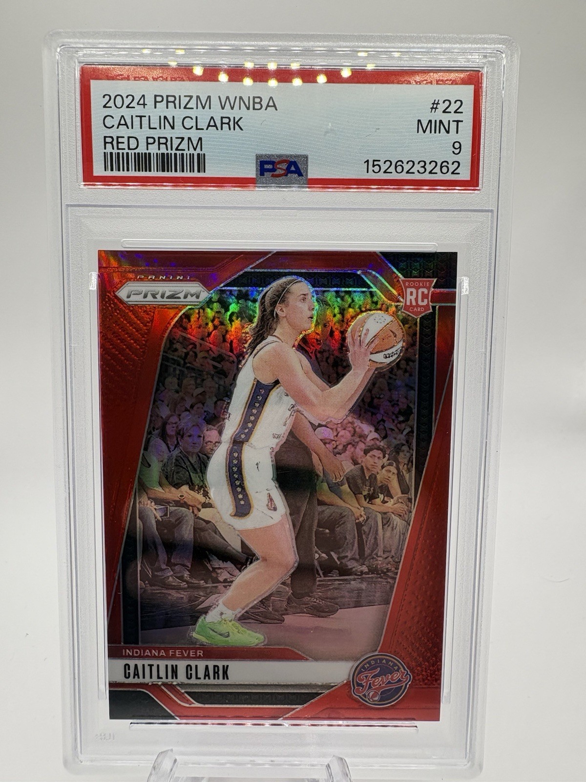 2024 PANINI PRIZM WNBA RED PRIZM #22 CAITLIN CLARK ROOKIE RC /299 PSA 9