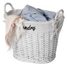 Wickerwise Handwoven Laundry Basket with Liner  Handles - Boho Decorative St...