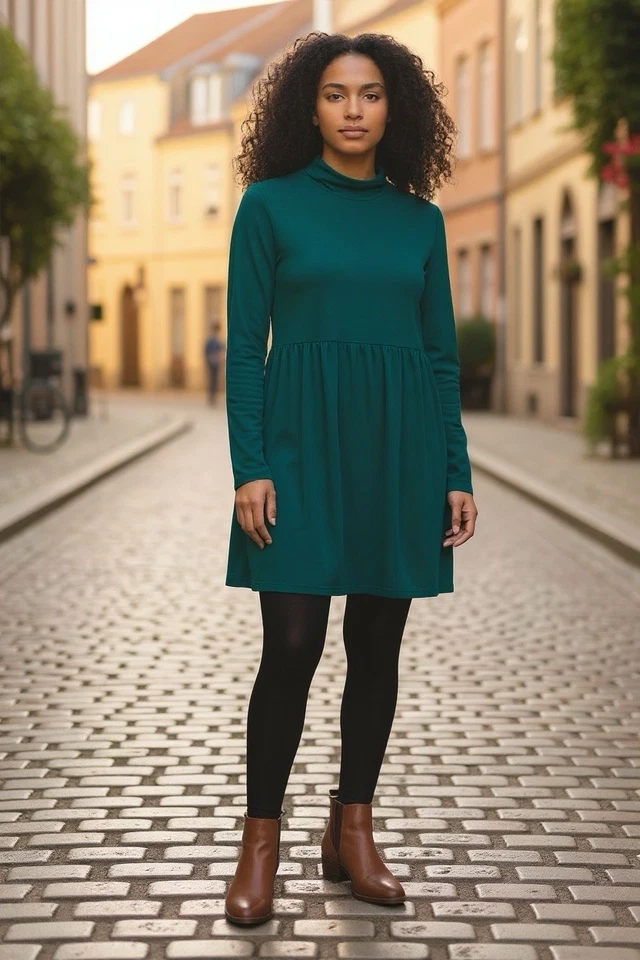 Vestido tejido manga larga Sahalie, verde, para mujer talla M Foto 2 de 4