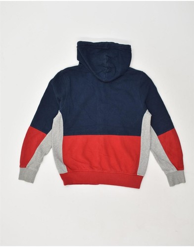 TOMMY HILFIGER Mens Zip Hoodie Sweater XS Navy Blue Colourblock Cotton AO95 - Picture 2 of 4