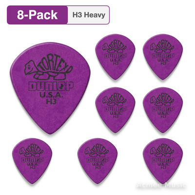 8-PACK Dunlop Tortex Jazz III H3 Sharp Tip Guitar Picks【Heavy】472-H3