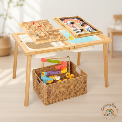 Wooden Sensory Table Toddlers Activity Table Storage Bins Sand Water Play Kids