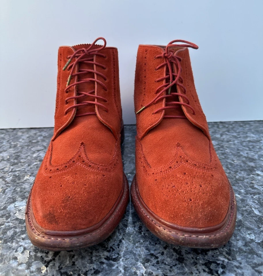 FLORSHEIM by DUCKIE BROWN Mens 11.5 D Leather Wingtip Boots Red - Image 3 of 4