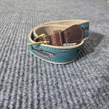 Preston Leather "Brook Trout" Belt, Navy Web Size 26