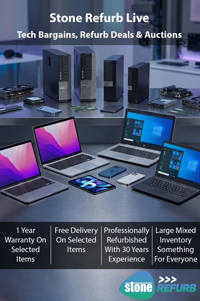 Stone Refurb Live Tech Auctions | Apple, Lenovo, Dell & More | Save £££
