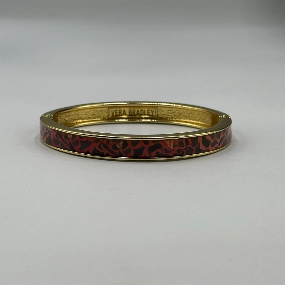Vera Bradley Katalina Bangle Bracelet Gold Tone Pink Enamel Magnetic 7.75" - Image 3 of 4