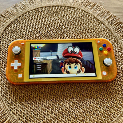 Nintendo Switch Lite Custom Transparent Orange, OVP, Neuer Touchscreen