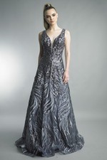Sequin Swirl A-Line Gown