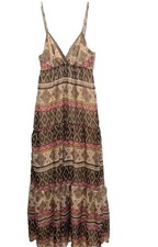 Vintage Passport Small Womens Maxi Dress Spaghetti Strap Boho y2k Festival Flowy