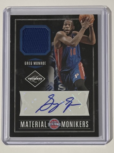 Greg Monroe 2011-12 Limited Material Monikers Patch Auto #8/49 AUCTION - Picture 2 of 4