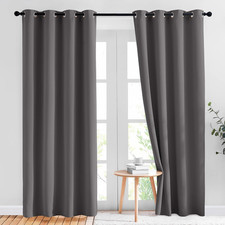 NICETOWN Gray Blackout Curtains for Bedroom 84 Inches Long - Thermal Drapes Grom