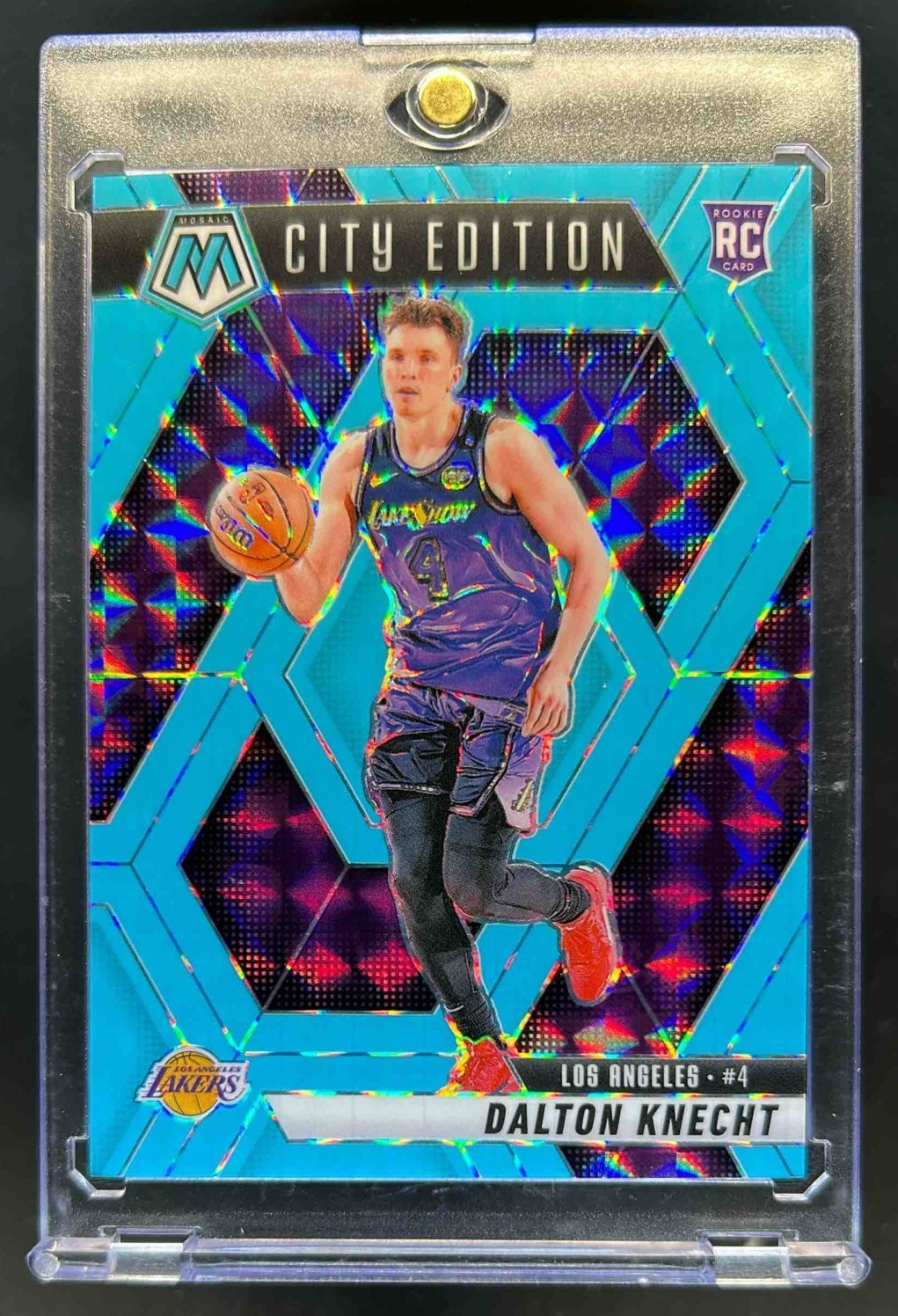 2024-25 Mosaic Dalton Knecht RC Blue Fluorescent City Edition #37/75 Lakers