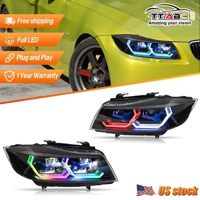 For 2005-2012 BMW E90 3 Series 328i Sedan RGB LED Head Lights Sequential Signal