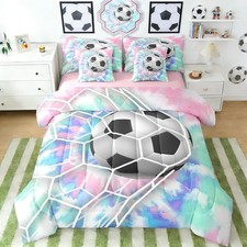 Soccer Girls Full Bedding Set with Sheets Sports Bed in A Bag 7 Piece Soccer ...