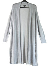 NEW Eileen Fisher Organic-Linen/cotton Open knit Cardigan Gray Size 1X T3310