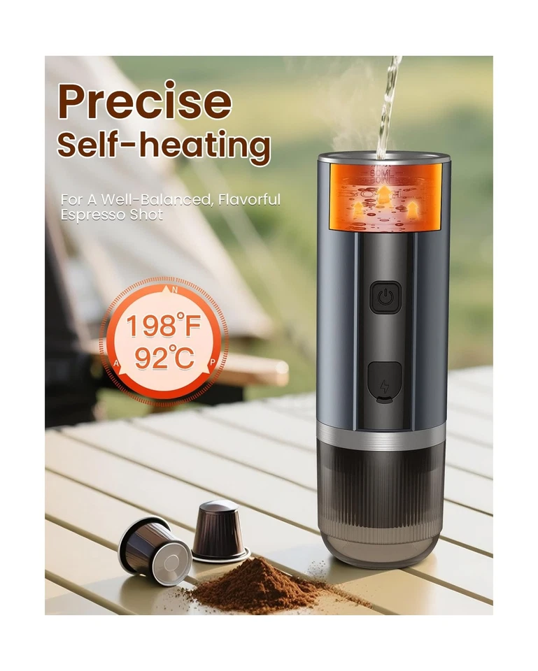 Cafetera de café espresso portátil, máquina de café espresso eléctrica de 20 bares para viajar... Envío rápido Foto 4 de 4