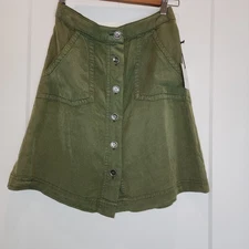 NWT Unpublished Anika Cargo Skirt Women Small Olive Green Button Front Gorpcore