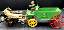 Kenton Cast Iron Sand Gravel Dump Wagon 3 Horse Driver USA Original Paint